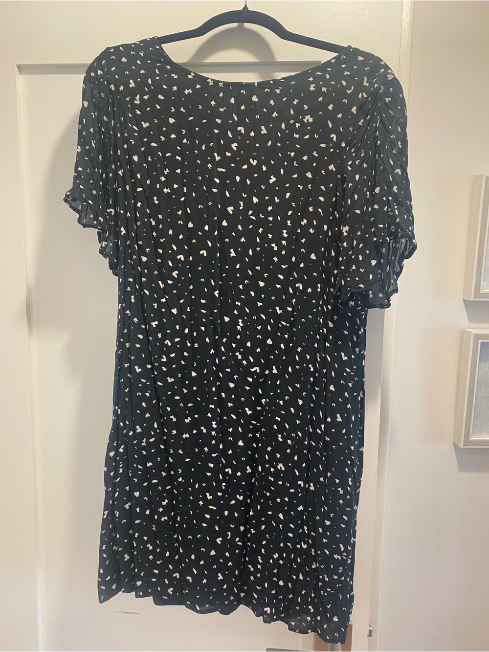 Anthropologie Cloth & Stone Black Dress with White Dot Print
